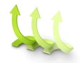 Three Rising Up Arrows On White Background. Leadership Concept