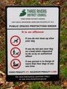 Three Rivers District Council sign about offences with dogs under the Anti-Social Behaviour, Crime and Policing Act 2014