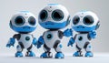 Three robots are smiling and giving thumbs up by AI generated image Royalty Free Stock Photo
