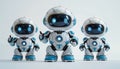 Three robots are smiling and giving thumbs up by AI generated image Royalty Free Stock Photo