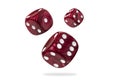 Three rolling dices, close up Royalty Free Stock Photo