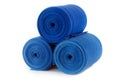 Three rolls of blue cloth continuous towels