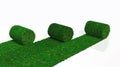 Three rolls of grass carpet Royalty Free Stock Photo
