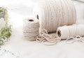 Natural White Macrame Cord on Soft White Background Royalty Free Stock Photo
