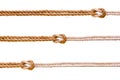 Three ropes with reef knot set