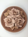 Three roses Clay romantic flowers decor