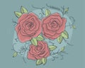 Three roses drawing