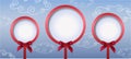 Three round frame with bow Royalty Free Stock Photo