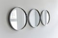Three Round Mirrors Silver Frames Minimalist Wall Decor