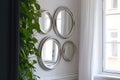 Three Round Mirrors Silver Frames Minimalist Wall Decor