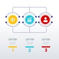 Three round organizational infographic template design. Business concept infograph with 3 options, steps or processes. Vector