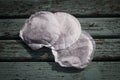 Rounds teabags on rustic table Royalty Free Stock Photo