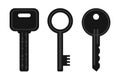 Three rounded and squared keys vector png flat icon