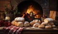 Three rows of fresh, mouth-watering bread on baking store shelves. Bread for different tastes Royalty Free Stock Photo