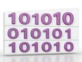 Three rows of purple binary code numbers on white blocks image Royalty Free Stock Photo