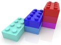 Three rows of toy blocks.3d illustration. Royalty Free Stock Photo