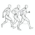 Three Runners in One Continuous Line Drawing. Perfect for Sports Posters and Web Design.