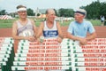 Three runners at the Senior Olympics Royalty Free Stock Photo