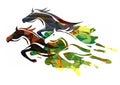 Three Running Horses. Royalty Free Stock Photo