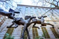 Three running horses statue at The Gus J. Solomon United States Royalty Free Stock Photo
