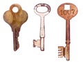 Three rusty old keys