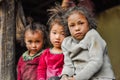 Three sad girls in Nepal