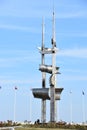 Three Sail Masts monument at Kosciuszko promenade in Gdynia, Poland