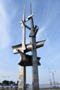 Three Sail Masts monument at Kosciuszko promenade in Gdynia, Poland