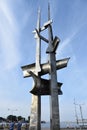 Three Sail Masts monument at Kosciuszko promenade in Gdynia, Poland