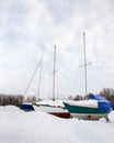 Three Sailboats in Winter Royalty Free Stock Photo