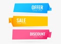 Three sale banners with different colors