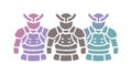 Three Samurai Warriors Armor Vector Icon, vector design Generative AI Royalty Free Stock Photo