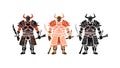 Three Samurai Warriors in Dynamic Poses, vector design Generative AI Royalty Free Stock Photo