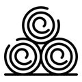 Three sauna rolls icon, outline style