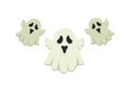 Three Scary Ghosts Vector Flat Design. Ghost Cartoon isolated on white background