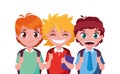 three school boys characters with bags