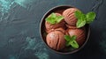 Three Scoops of Chocolate Ice Cream in a Bowl Royalty Free Stock Photo