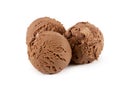 Three scoops of chocolate ice cream isolated white