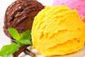 Three scoops of ice cream Royalty Free Stock Photo