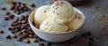 Three Scoops of Ice Cream in a Bowl With Coffee Beans Royalty Free Stock Photo