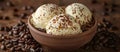 Three Scoops of Ice Cream in a Bowl With Coffee Beans Royalty Free Stock Photo