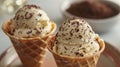 Three Scoops of Ice Cream With Chocolate Chips Royalty Free Stock Photo