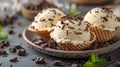 Three Scoops of Ice Cream With Chocolate Chips Royalty Free Stock Photo