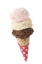 Three scoops of ice cream in a cone Royalty Free Stock Photo