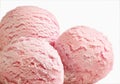 Three scoops of strawberry ice cream