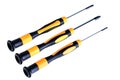 Three screwdrivers with orange and black handles on a white background Royalty Free Stock Photo