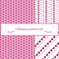 Three seamless Valentine's day patterns with hearts. Pretty and delicate backgrounds. Royalty Free Stock Photo