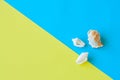 Three seashells on a duotone baclground. Royalty Free Stock Photo