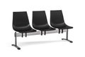 Three seater black public seats with metal base on white background Royalty Free Stock Photo