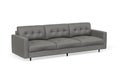 Three seater sofa in gray fabric with wooden legs on white background